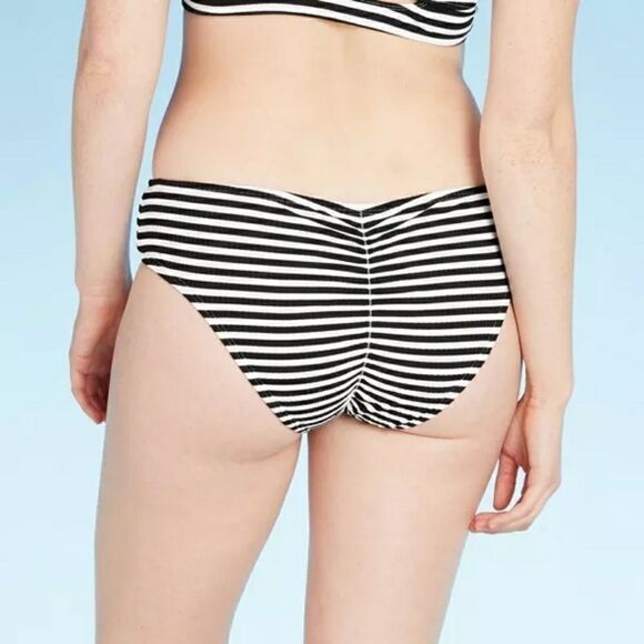 Women's New Cheeky Striped Bikini Swimsuit Bottoms M - Picture 6 of 7